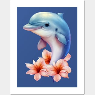 cute dolphin Posters and Art